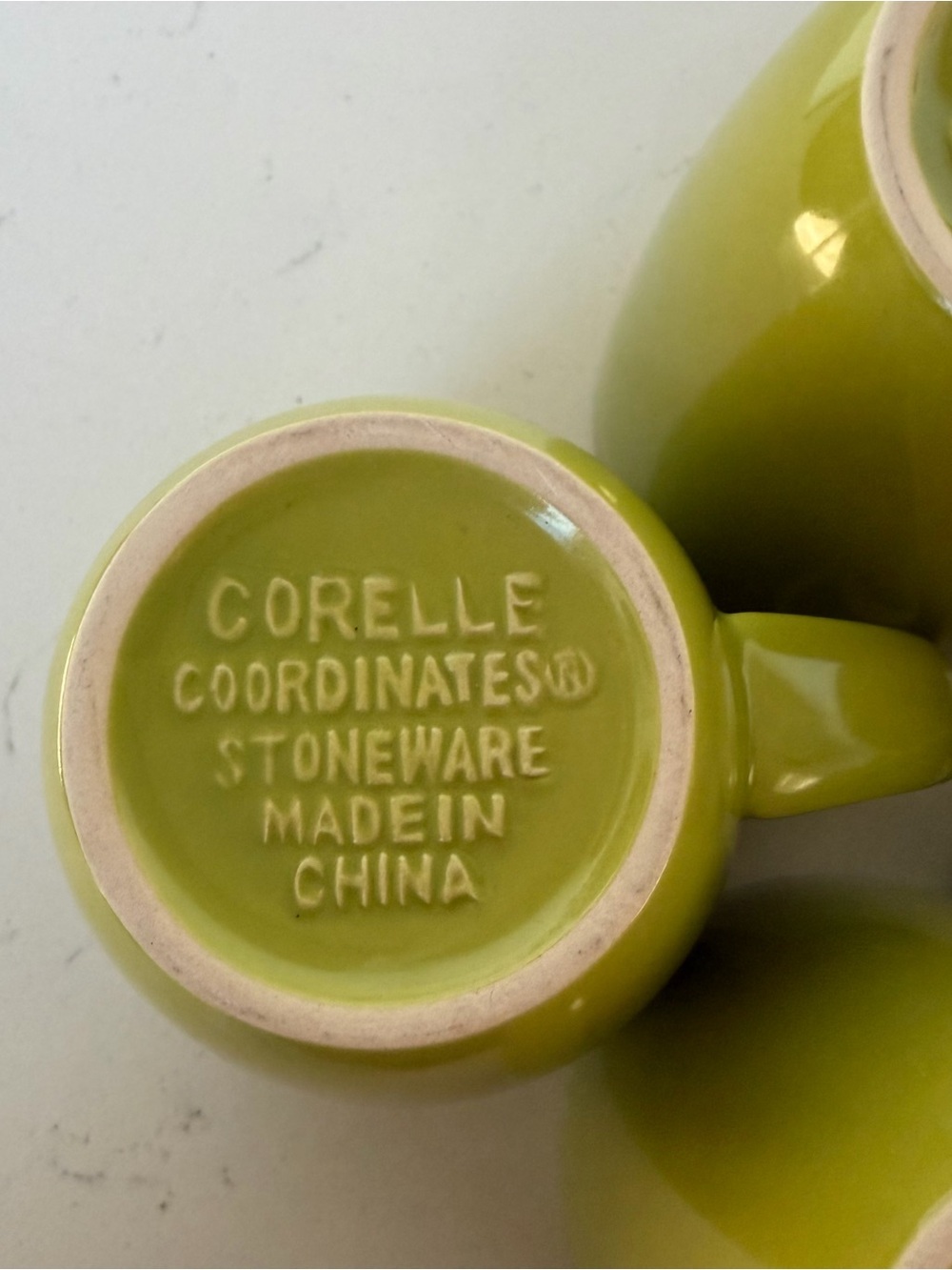 Corelle Coordinates Lime Green Retro Stoneware Coffee Mug Tea Cup 12 oz Set Of 5 - Picture 3 of 5